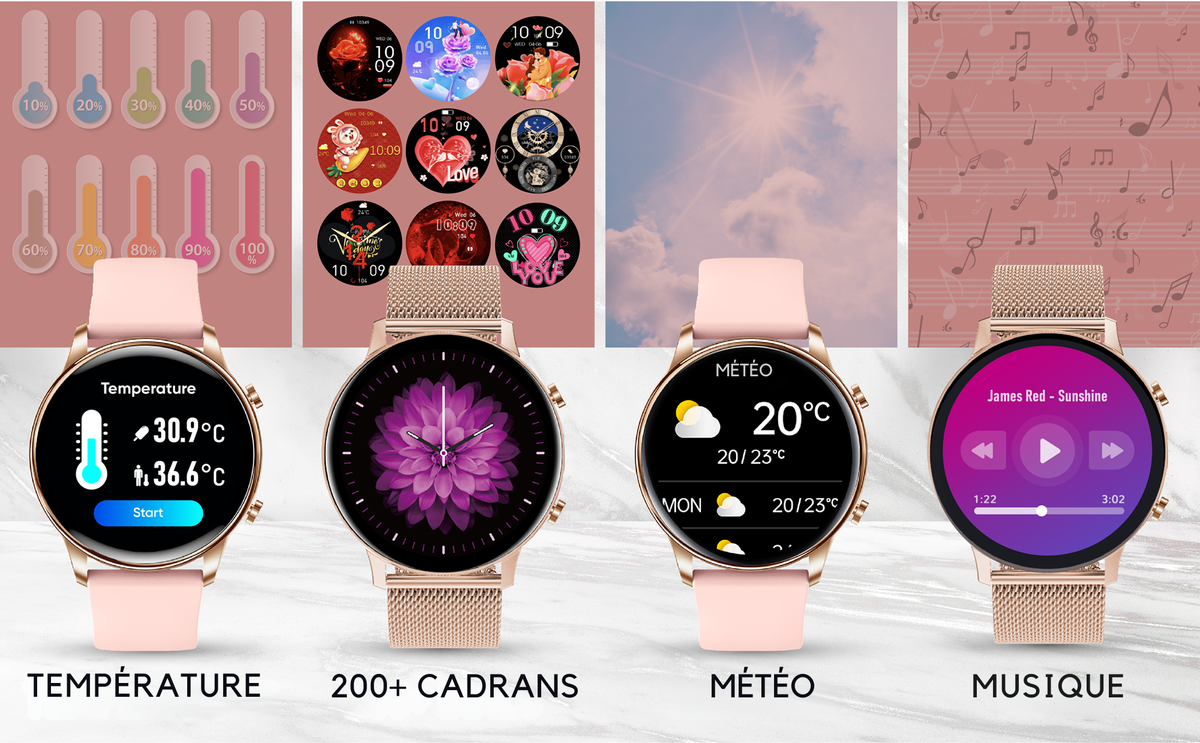 LSWATCH Montre Connectée Femme Appel Bluetooth Temperature - Lunique Shop