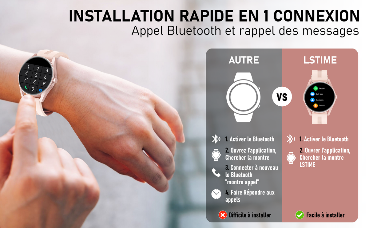 LSTIME montre connectée appel Bluetooth - Lunique Shop