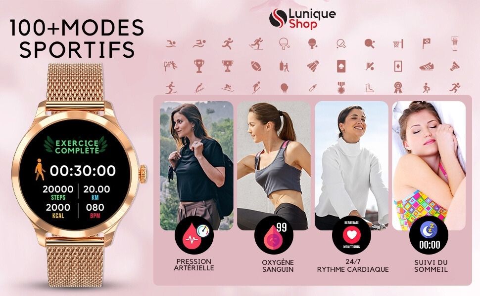 Nouvelle Round 2 Montre Connectée Femme Appel téléphone Assistance Vocale - Lunique Shop