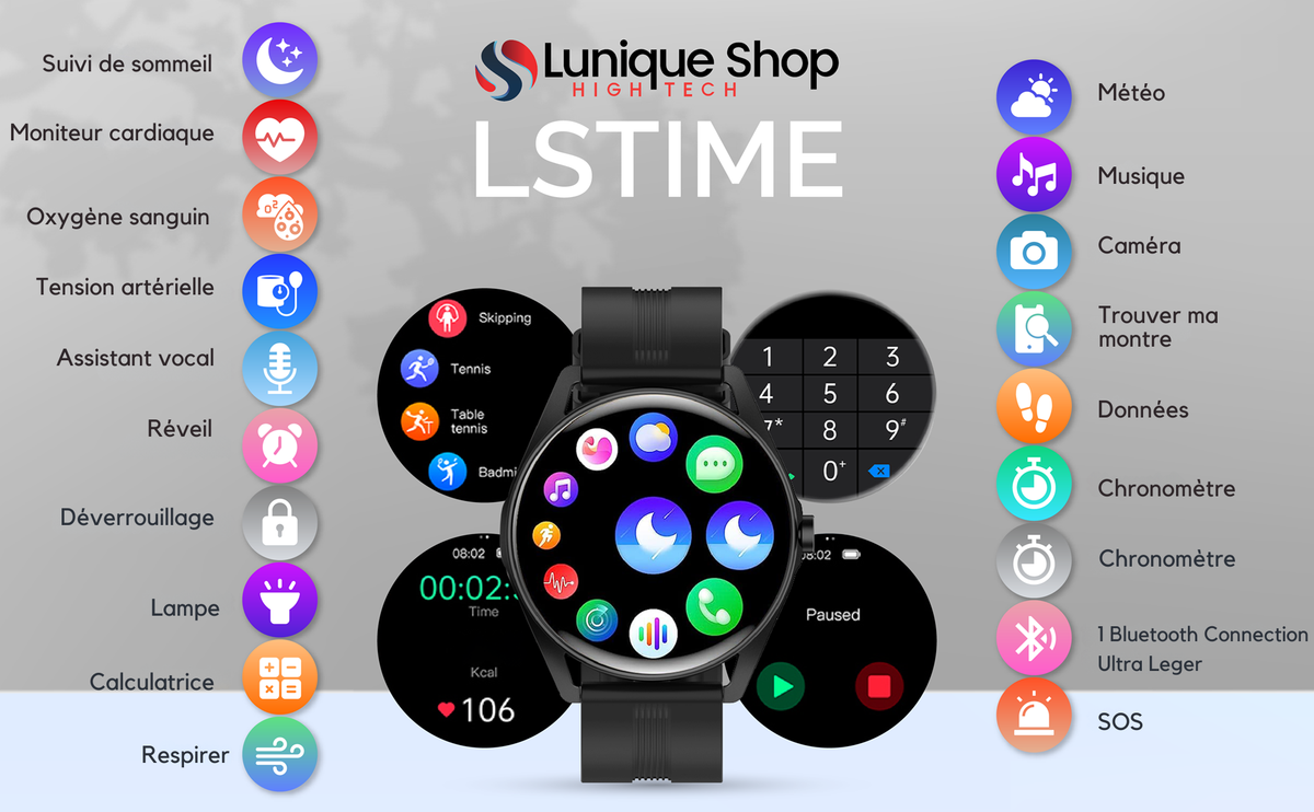 LSTIME montre connectée appel Bluetooth - Lunique Shop