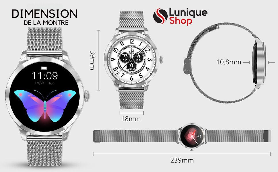 Nouvelle Round 2 Montre Connectée Femme Appel téléphone Assistance Vocale - Lunique Shop