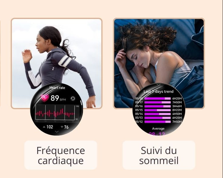 LSWATCH V3 Montre Connectée Femme avec Appel Bluetooth 1.6"- Smartwatch Oxygene Sanguin Tension Fréquence Cardiaque Podomètre Sommeil Météo 2 Bracelets Intelligent iOS Android +100 Sport
