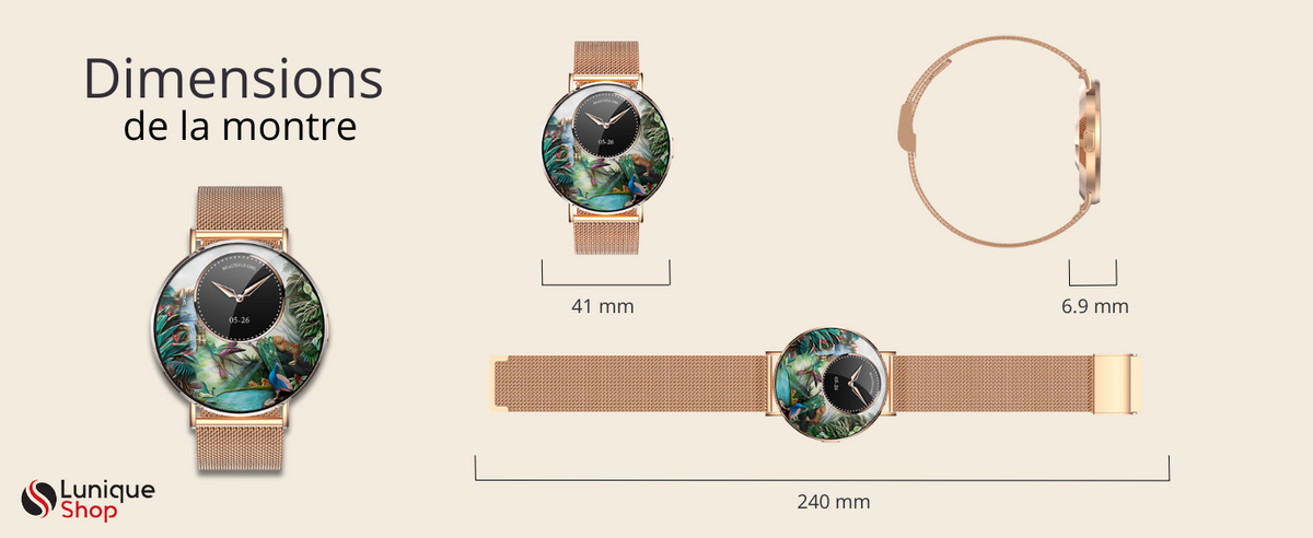 ROUND 3 Montre Connectée Femme Élégante, Écran AMOLED HD, Appels Bluetooth, 120+ Sports, 180 Cadrans Assistant Vocal, Notifications, Compatible Android et iPhone