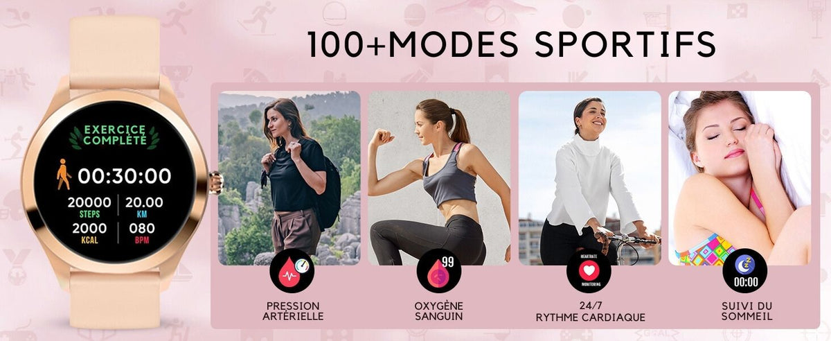 Round 2 Montre Connectée Femme Appel téléphone| Assistance Vocale - Lunique Shop