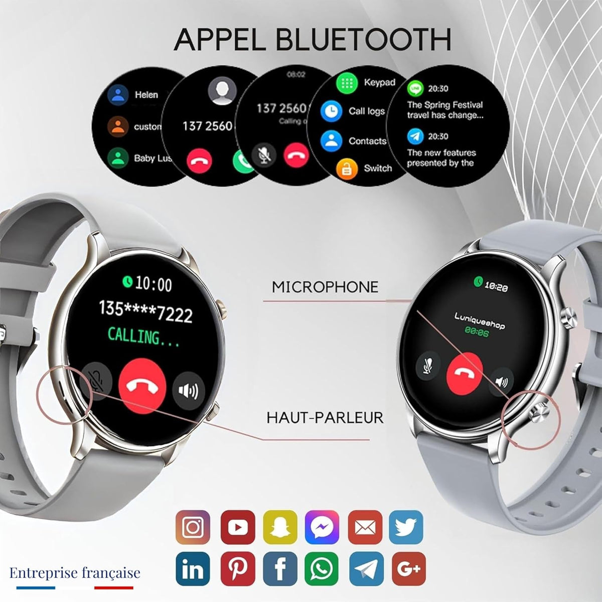 LSWATCH Montre Connectée Femme Appel Bluetooth Temperature - Lunique Shop