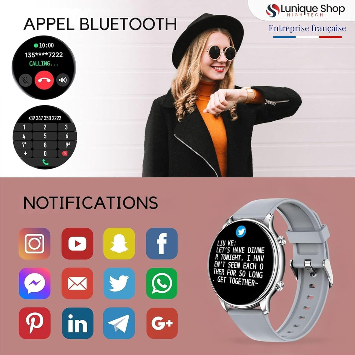 LSWATCH Montre Connectée Femme Appel Bluetooth Temperature - Lunique Shop