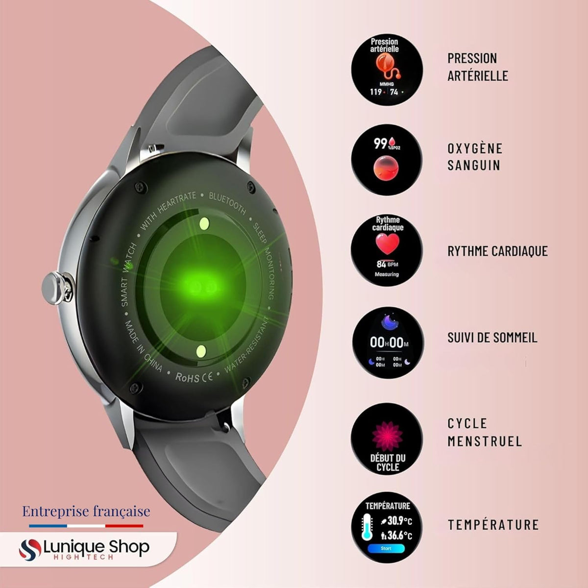 LSWATCH Montre Connectée Femme Appel Bluetooth Temperature - Lunique Shop