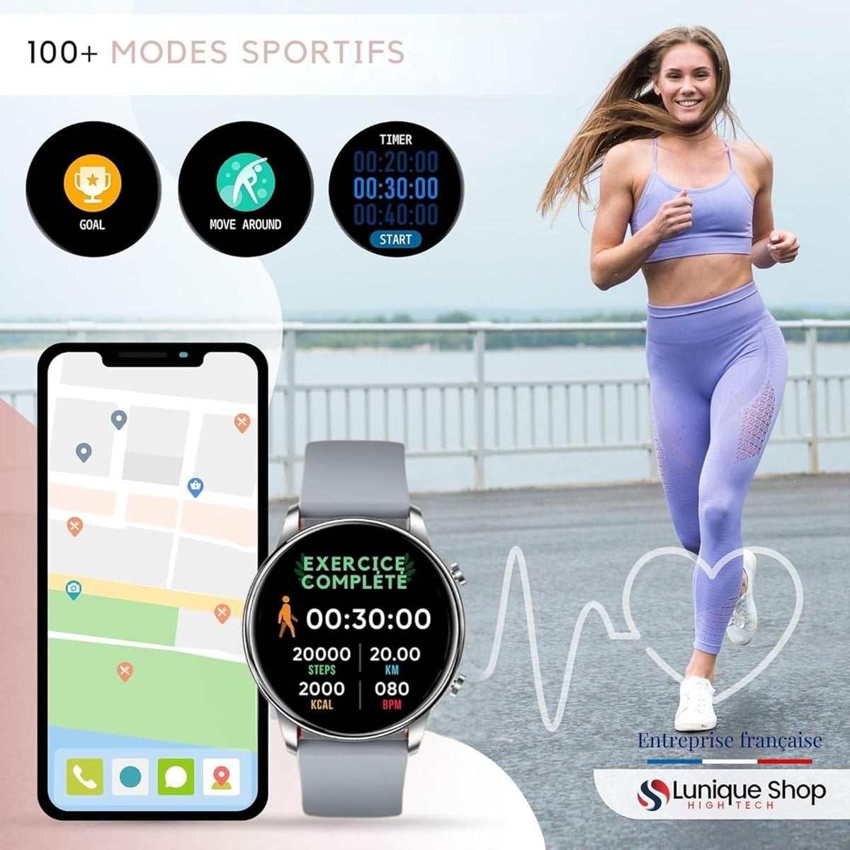 LSWATCH Montre Connectée Femme Appel Bluetooth Temperature - Lunique Shop