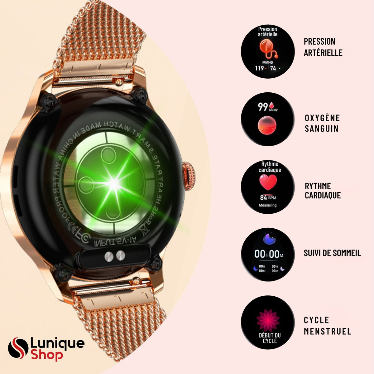 Nouvelle Round 2 Montre Connectée Femme Appel téléphone Assistance Vocale - Lunique Shop