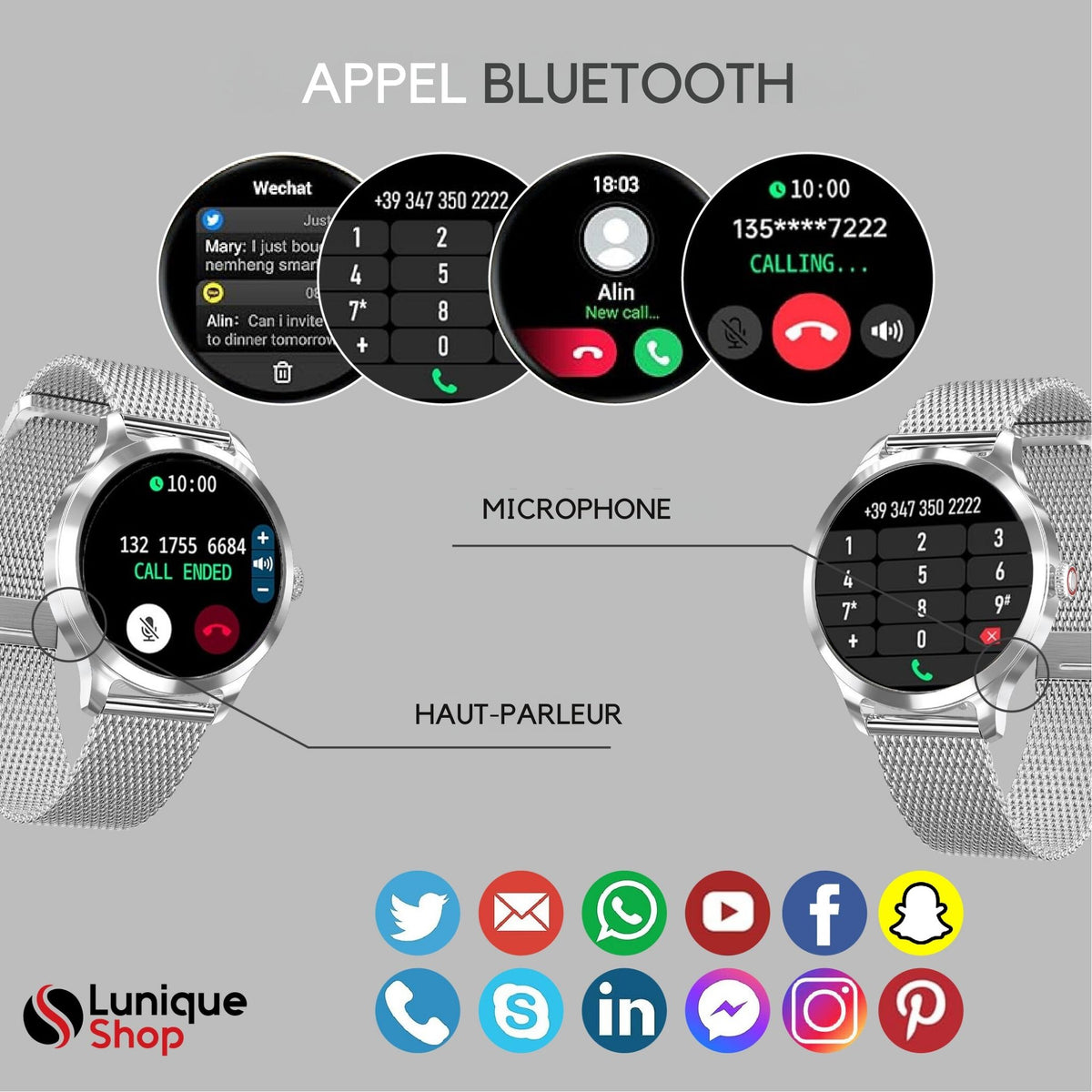 Nouvelle Round 2 Montre Connectée Femme Appel téléphone Assistance Vocale - Lunique Shop