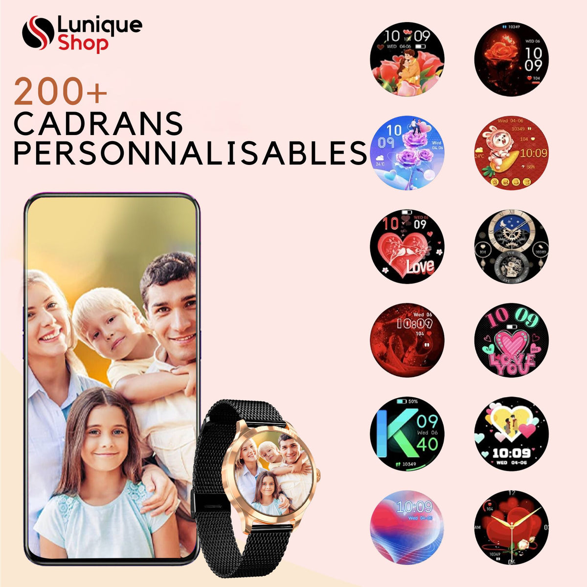 Nouvelle Round 2 Montre Connectée Femme Appel téléphone Assistance Vocale - Lunique Shop