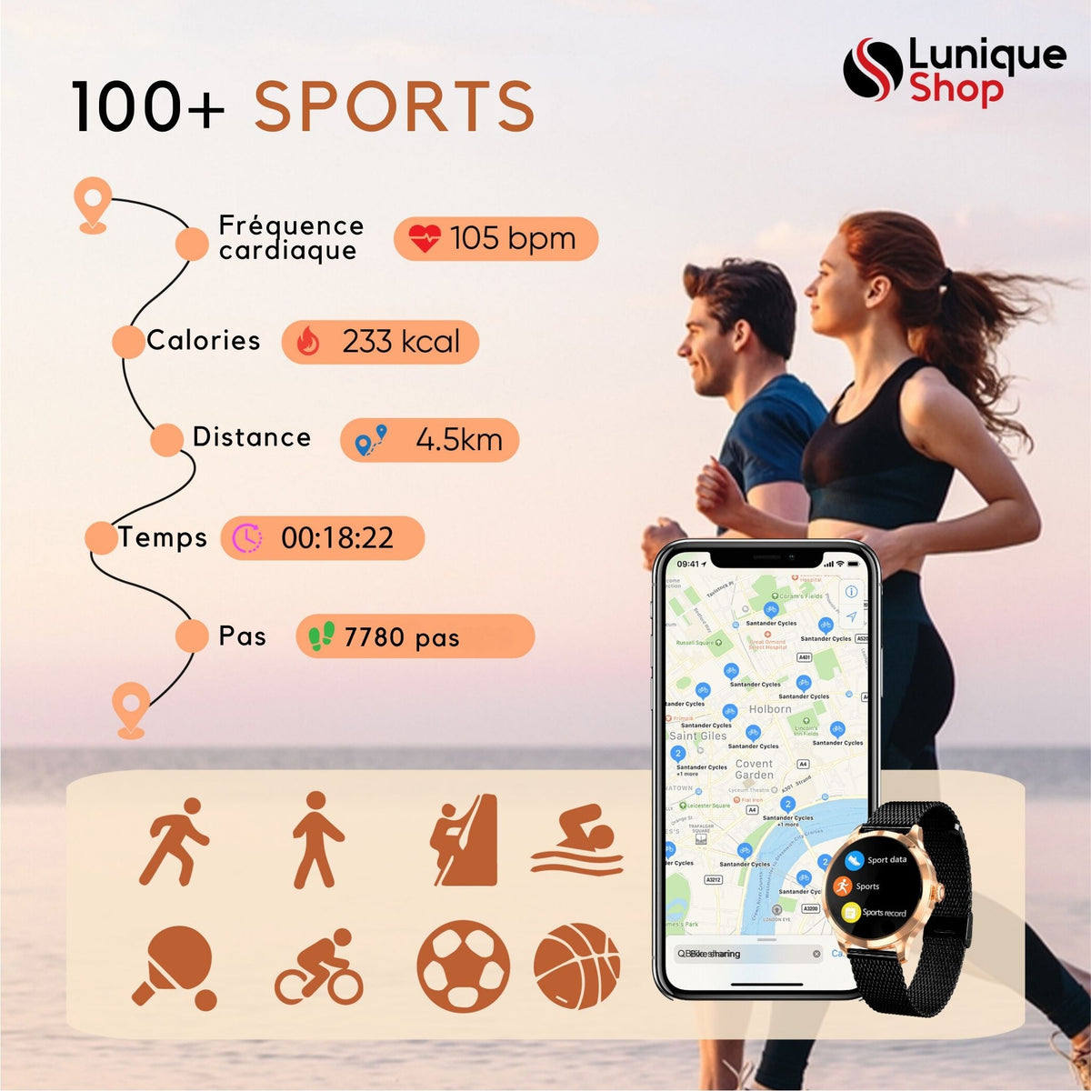 Nouvelle Round 2 Montre Connectée Femme Appel téléphone Assistance Vocale - Lunique Shop