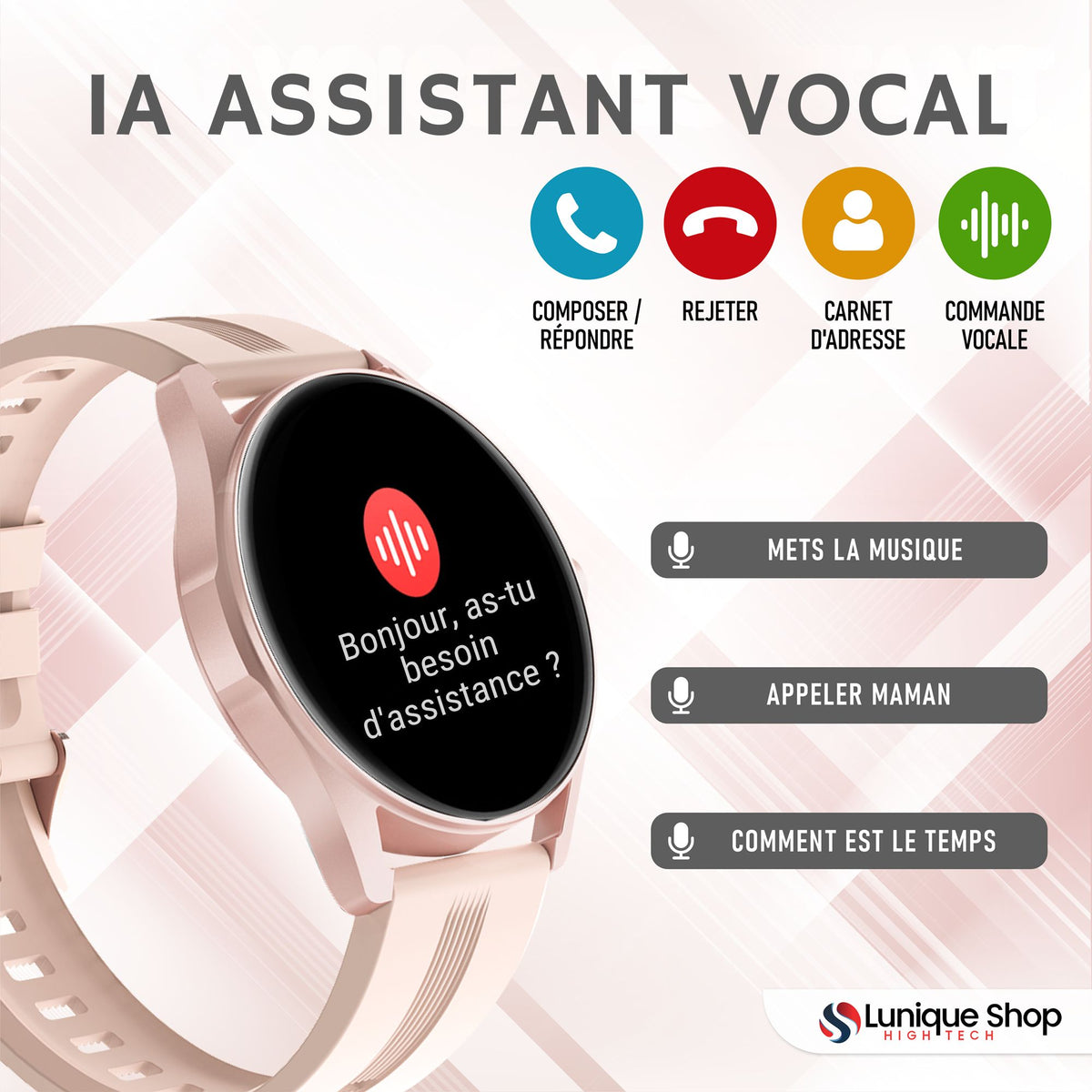 LSTIME montre connectée appel Bluetooth - Lunique Shop