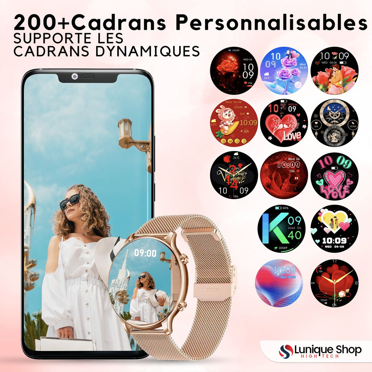 LSWATCH Montre Connectée Femme Appel Bluetooth Temperature - Lunique Shop