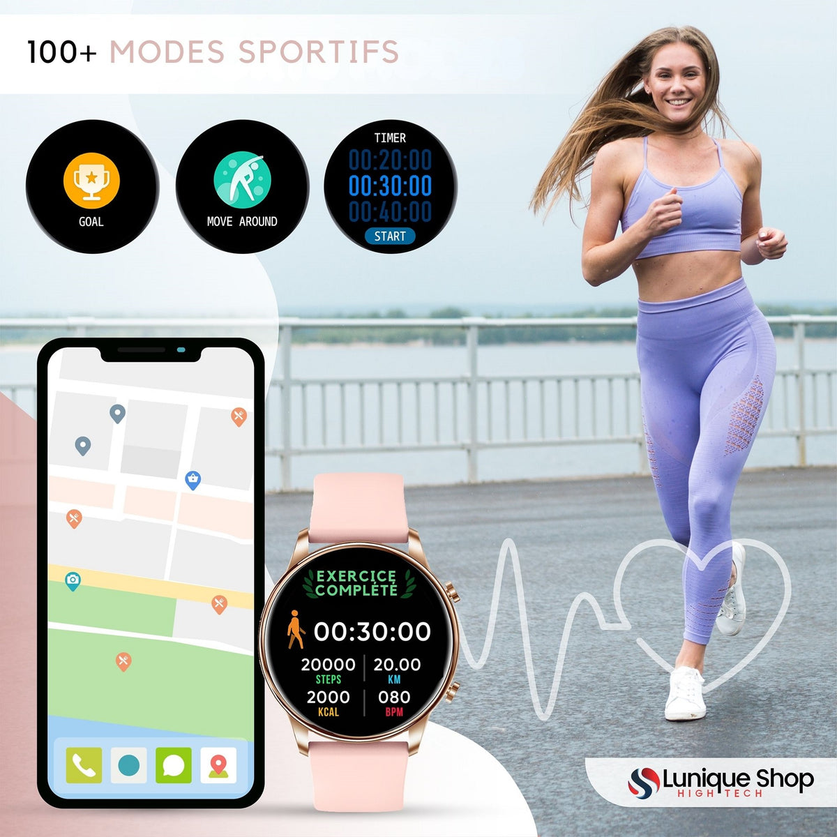 LSWATCH Montre Connectée Femme Appel Bluetooth Temperature - Lunique Shop