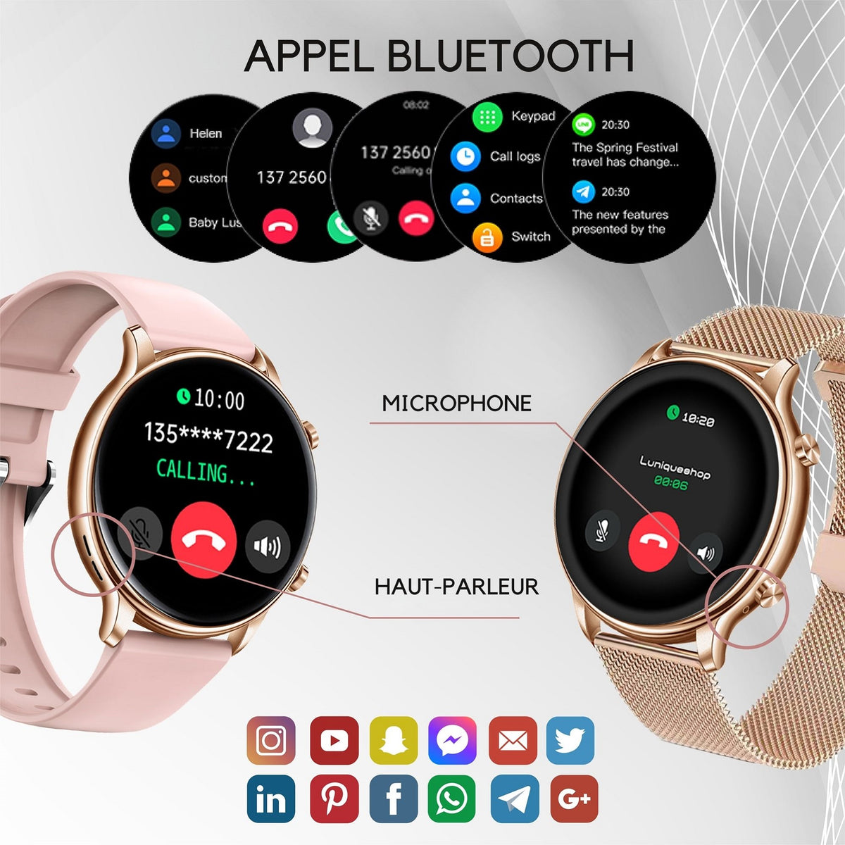 LSWATCH Montre Connectée Femme Appel Bluetooth Temperature - Lunique Shop