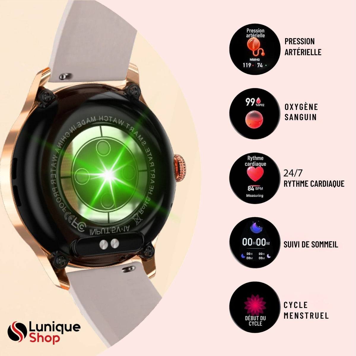 Round 2 Montre Connectée Femme Appel téléphone| Assistance Vocale - Lunique Shop