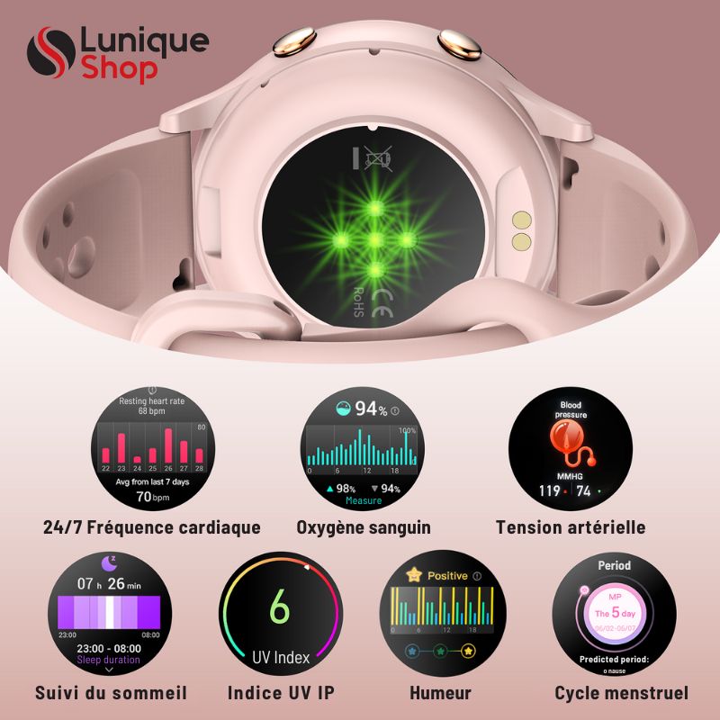 Montre Connectée LSFULL Femme ultra léger Appel Bluetooth, 1,27" HD Smartwatch - Lunique Shop