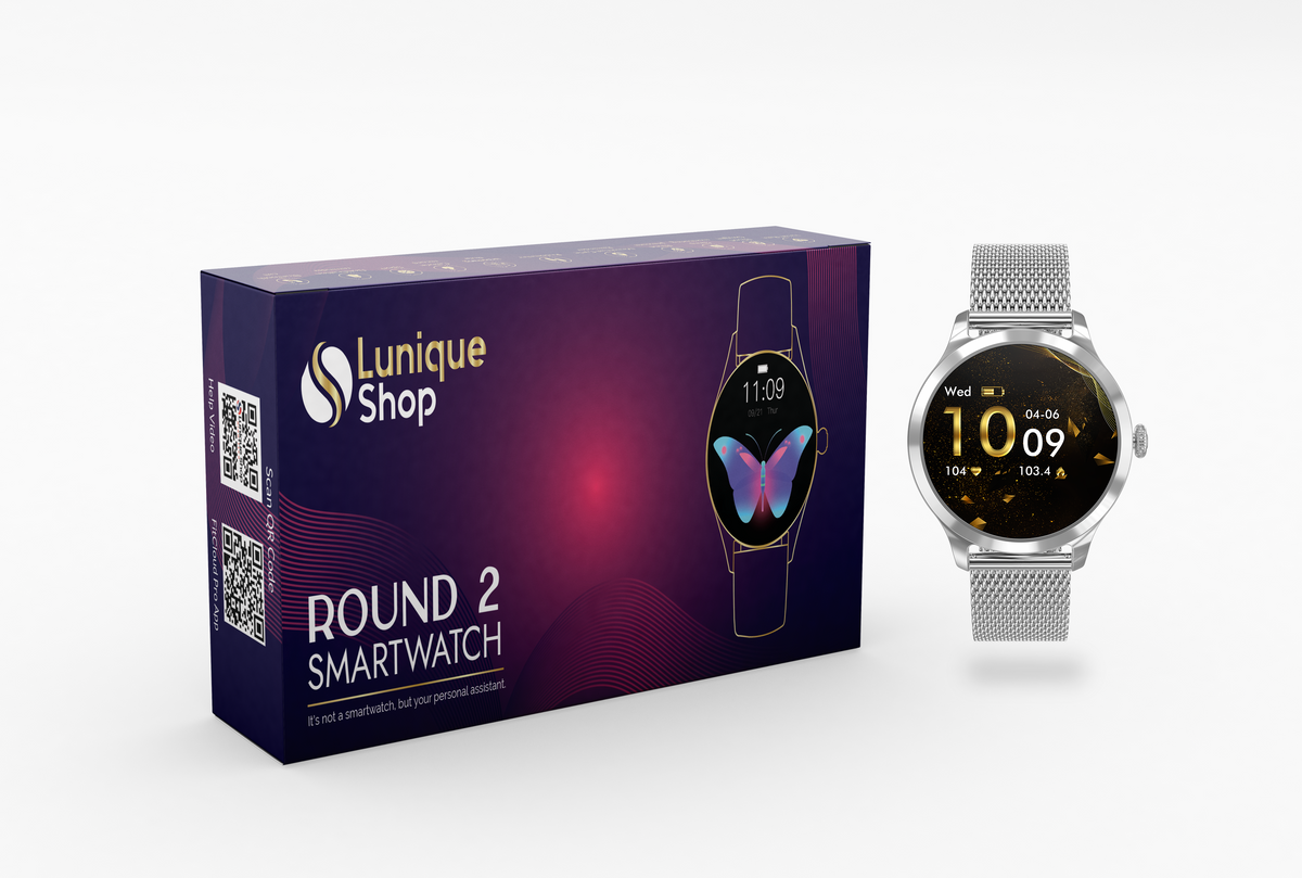 LUNIQUESHOP Nouvelle Round 2 Montre Connectée Femme Appel téléphone| Assistance Vocale| - Lunique Shop