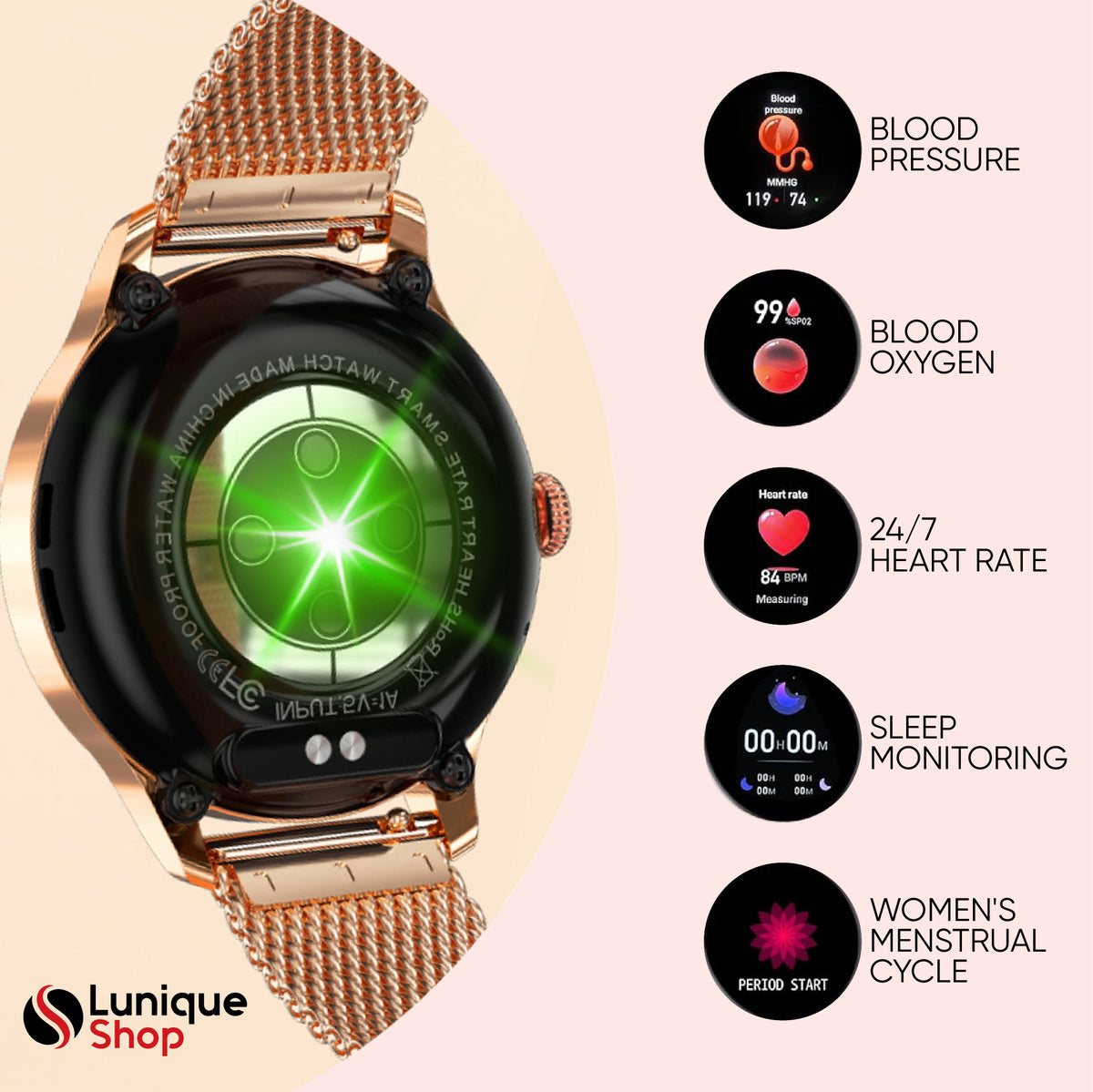 LUNIQUESHOP 2024 Nouvelle Round 2 Montre Connectée Femme Appel téléphone|  Assistance Vocale| Smartwatch Tactile Taille Ronde + 120 Sports | Fréquence