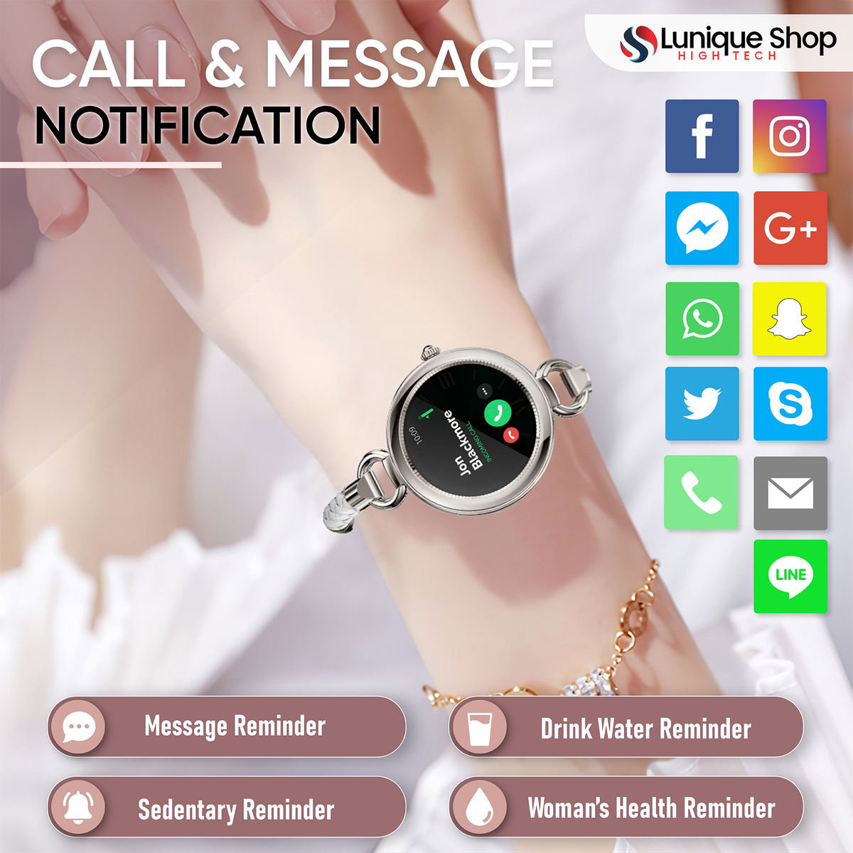 LSRELOJ Montre Connectée Femme, 1,39 LCD Smartwatch avec Appels Whats -  Lunique Shop