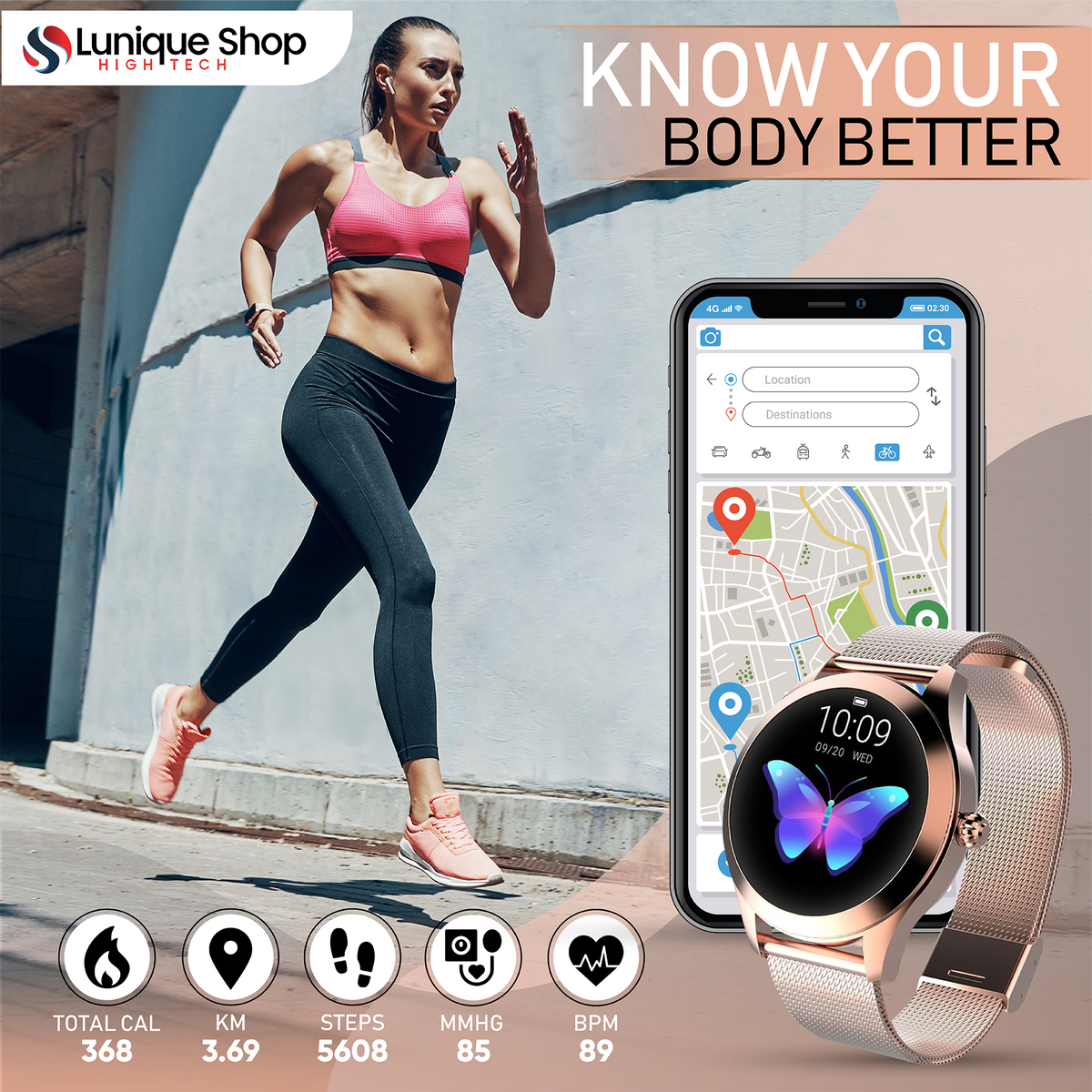 LSRELOJ Montre Connectée Femme, 1,39 LCD Smartwatch avec Appels Whats -  Lunique Shop