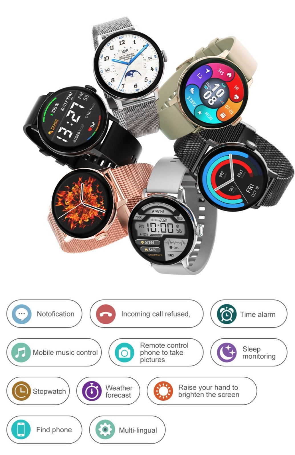 SMARTCALL , Appel en Bluetooth, musique, écran personnalisable - montre Lunique Shop