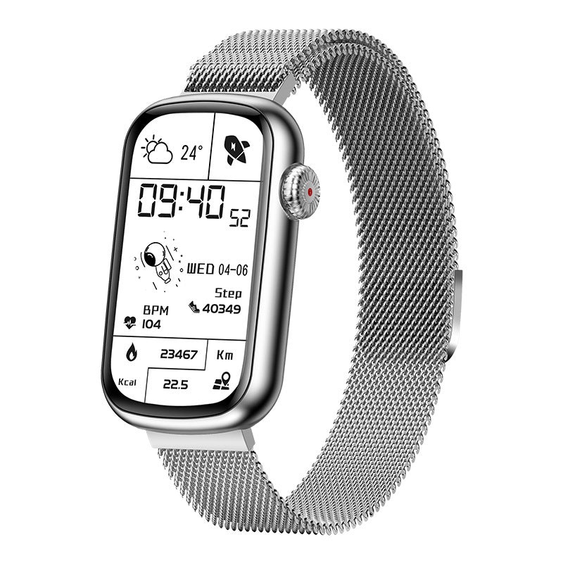 Montre connectée LUXURY Musique , météo - montre connectee Lunique Shop Argent Bracelet Maille