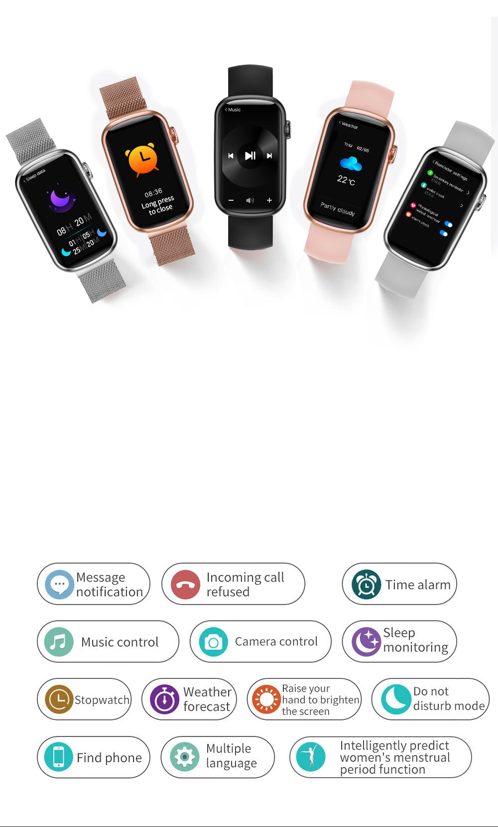 Montre connectée LUXURY Musique , météo - montre connectee Lunique Shop