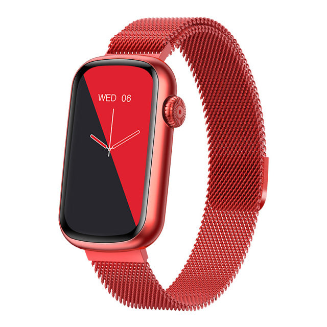 Montre connectée LUXURY Musique , météo - montre connectee Lunique Shop Rouge Bracelet Maille