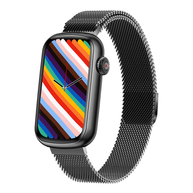 Montre connectée LUXURY Musique , météo - montre connectee Lunique Shop Noir Bracelet Maille