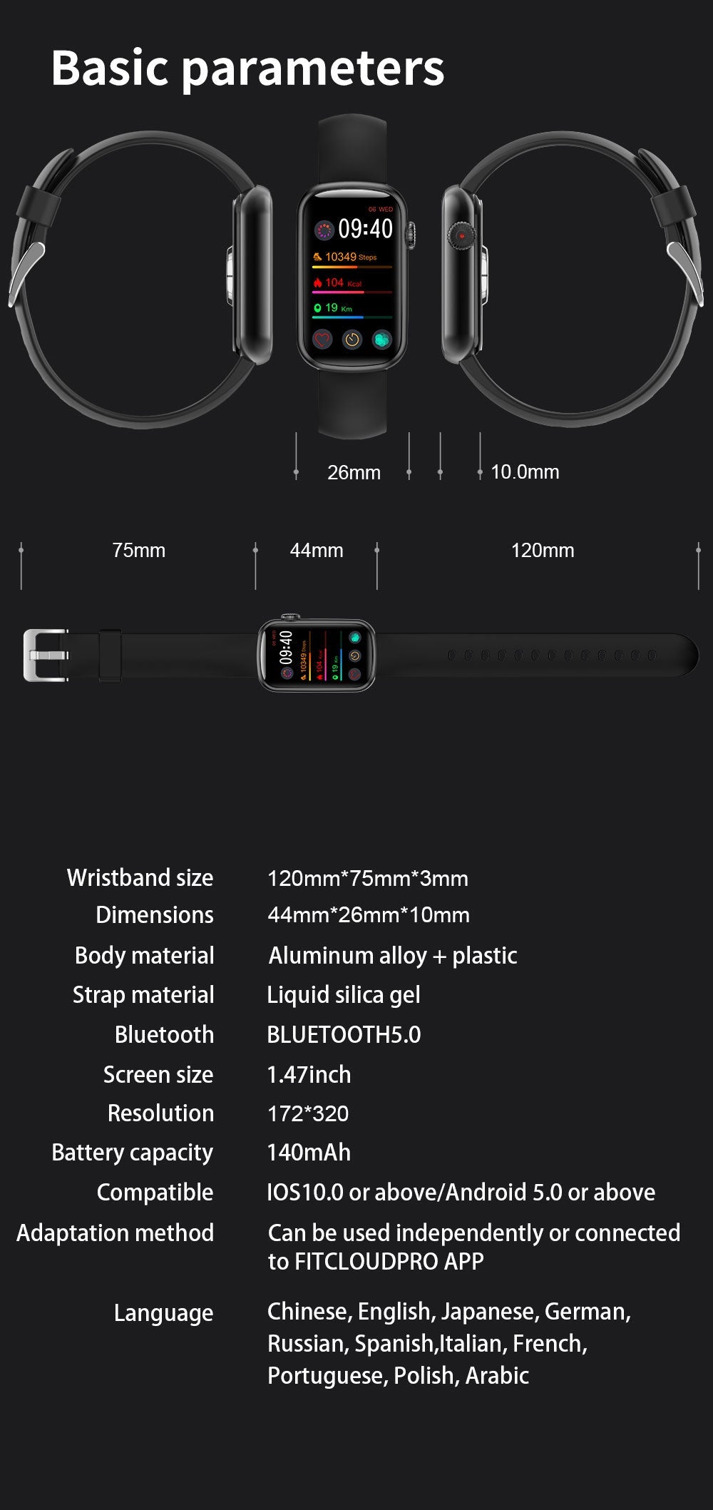 Montre connectée LUXURY Musique , météo - montre connectee Lunique Shop